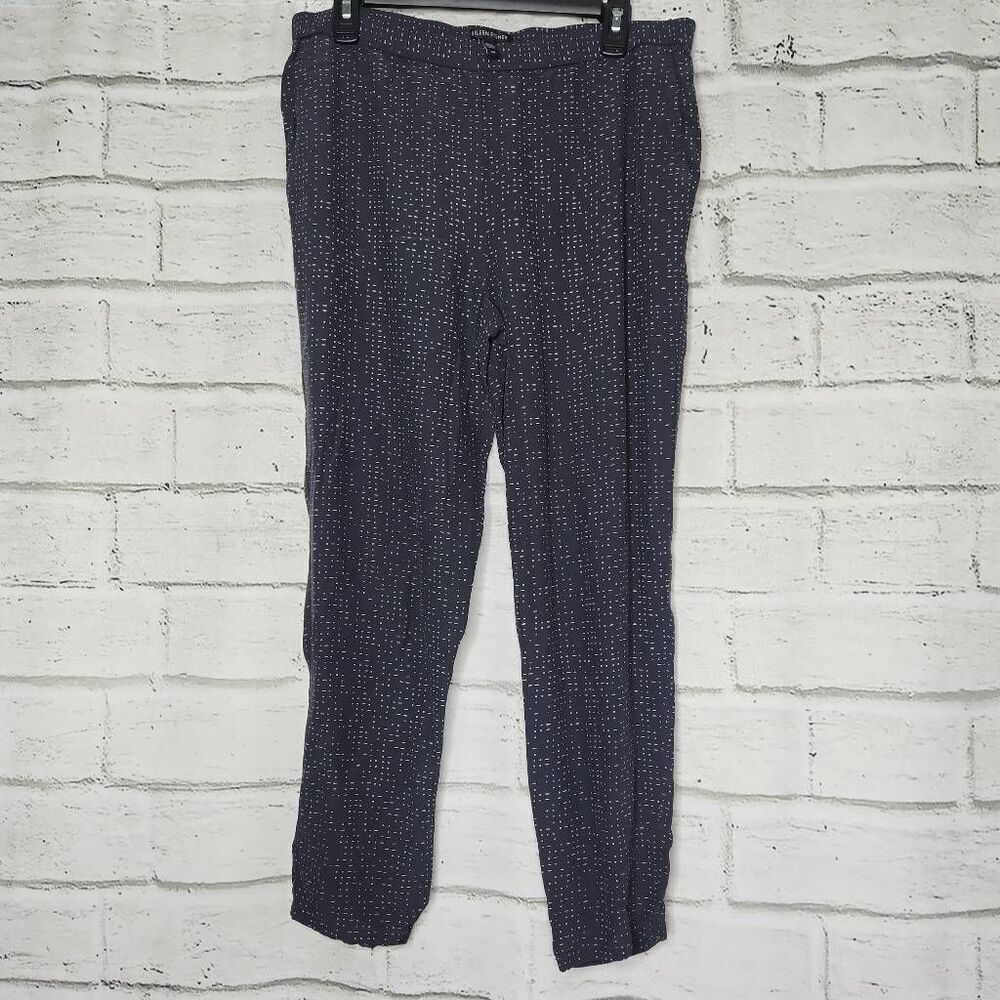 Eileen Fisher Womens Dark Gray Dot Print Slouchy Ankle Pants Small Pull On